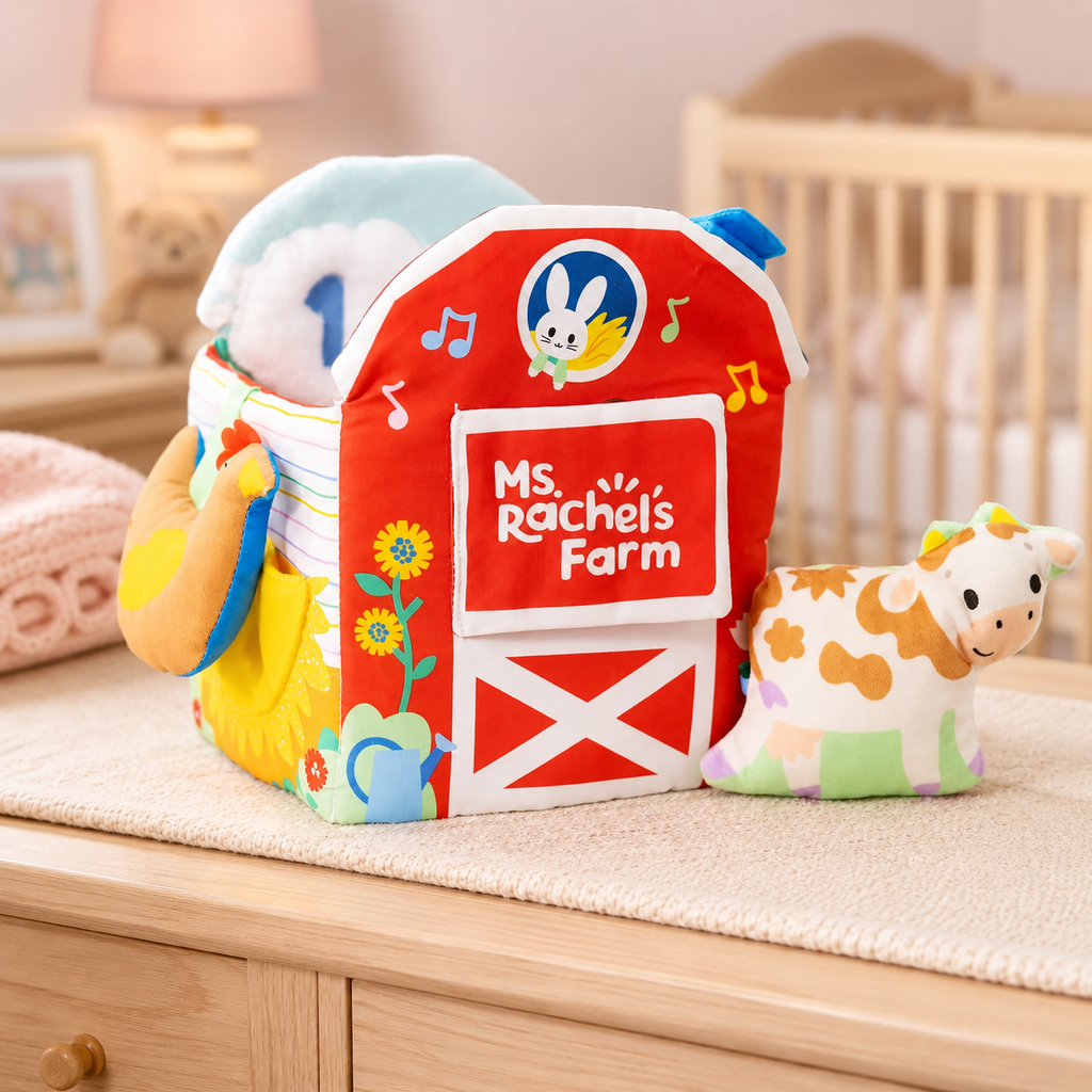 Ferme d’éveil bébé en tissu avec vache amovible