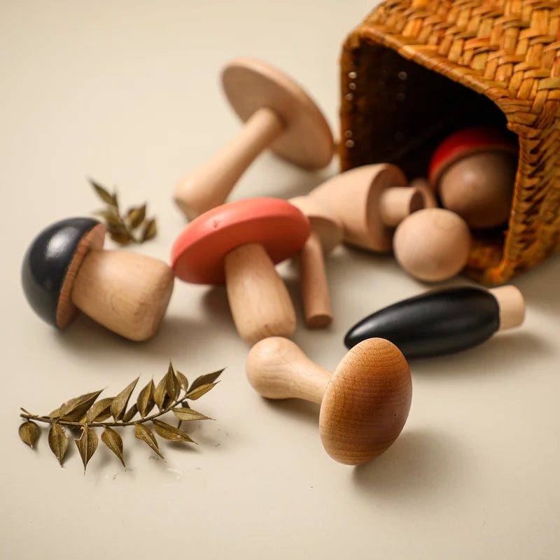 Jeu d’eveil Champignon - Set de Champignon Bois - Jeu D’eveil bébé