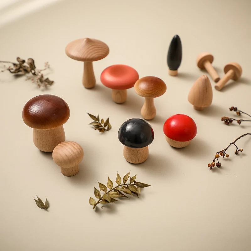 Jeu d’eveil Champignon - Set de Champignon Bois - Jeu D’eveil bébé