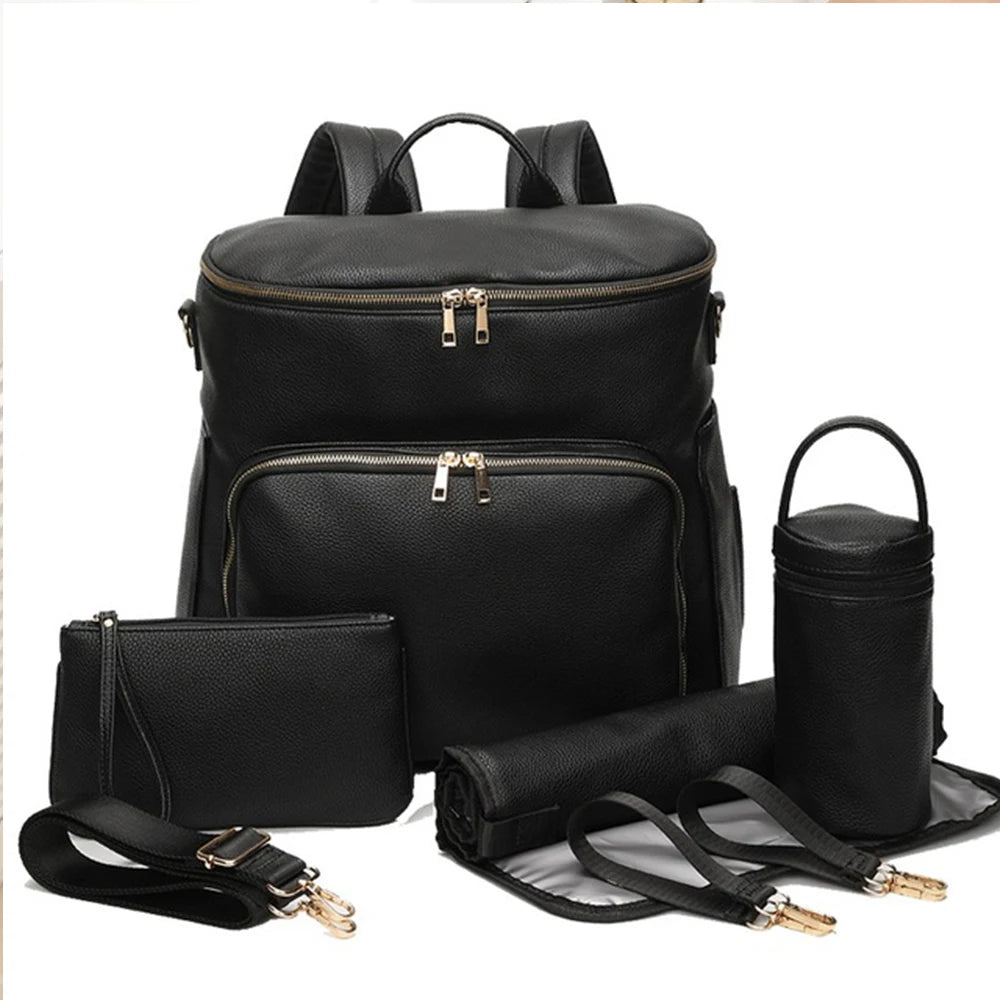 Ensemble Sac à Langer en Cuir - Noir - Sac à Langer