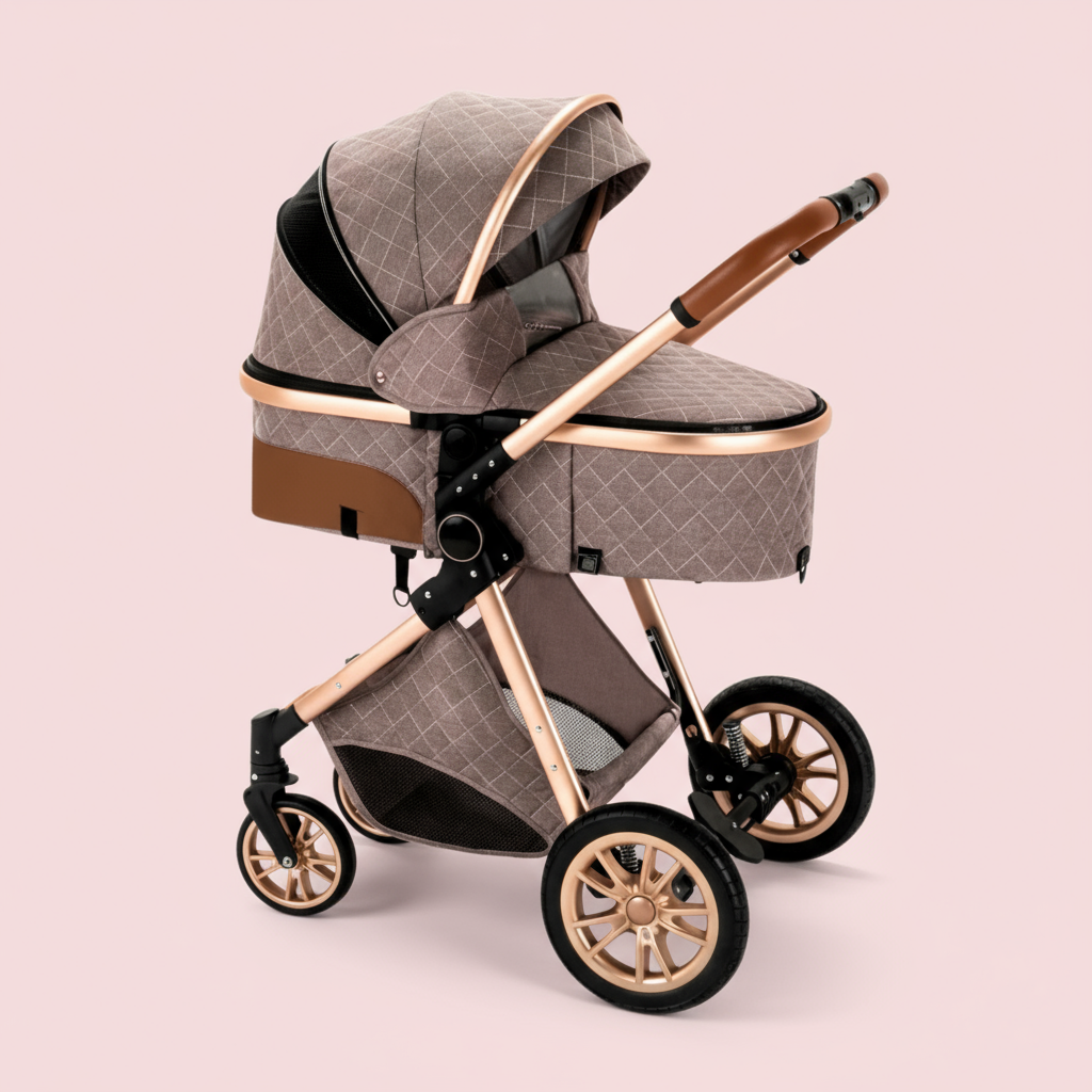 Poussette 3 en 1 Elegance Beige Doré - Poussette 3 en 1