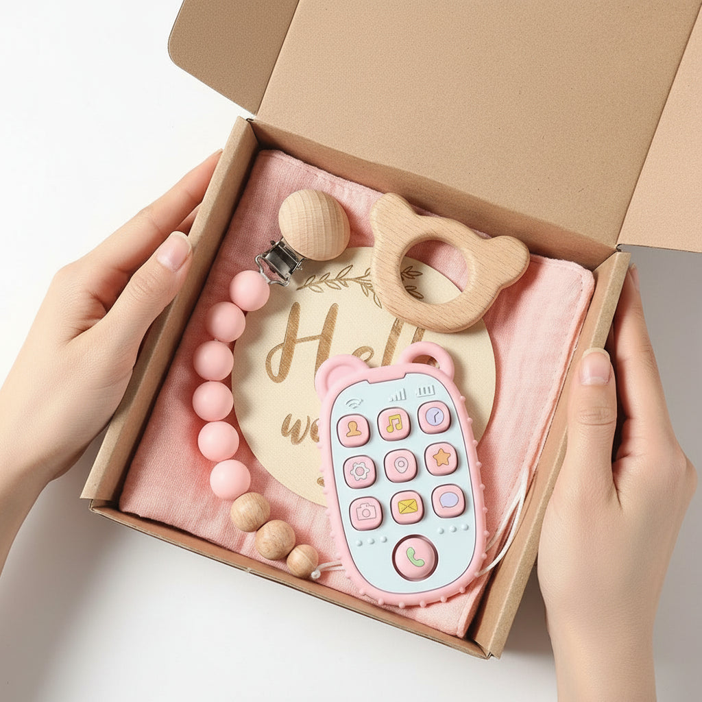 Coffret Naissance Nouveau Né Silicone Télécommande Rose - Coffrets cadeaux pour bébés