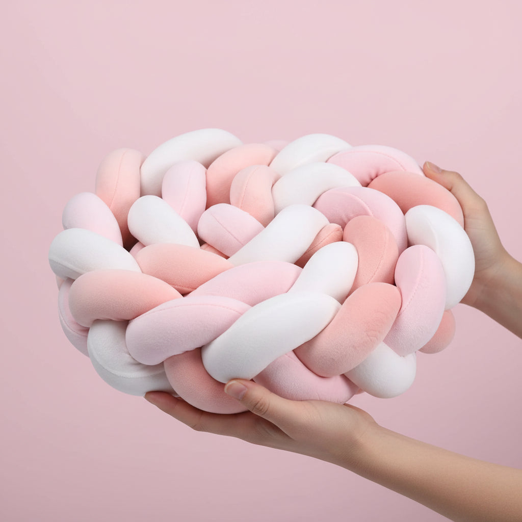 Tresse de lit Bébé - Rose - Blanc / 1 mètre - Tresse de Lit