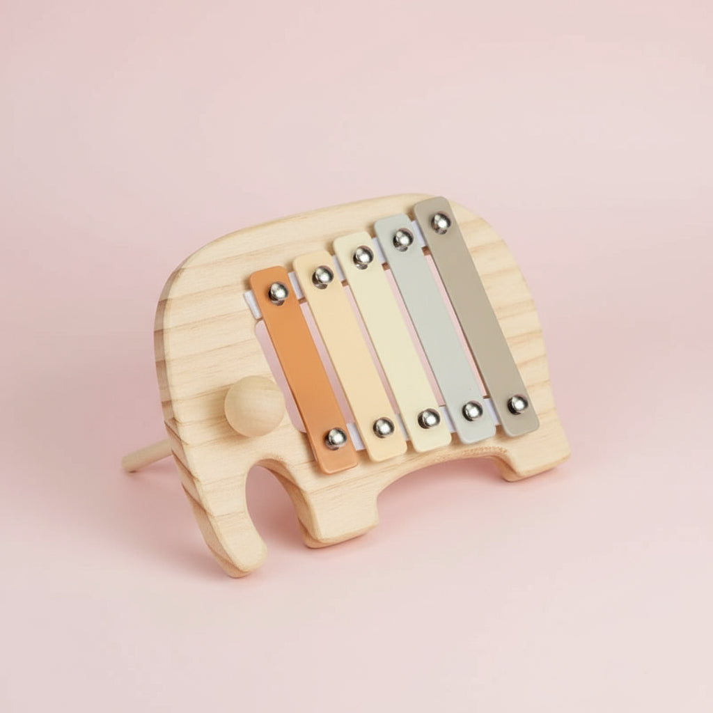 Xylophone bébé Petit éléphant en bois, un jouet éducatif idéal pour éveiller les sens des tout-petits.