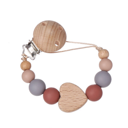 Attache Tétine Perles Petit Coeur Beige - Terracotta - Attache Tétine
