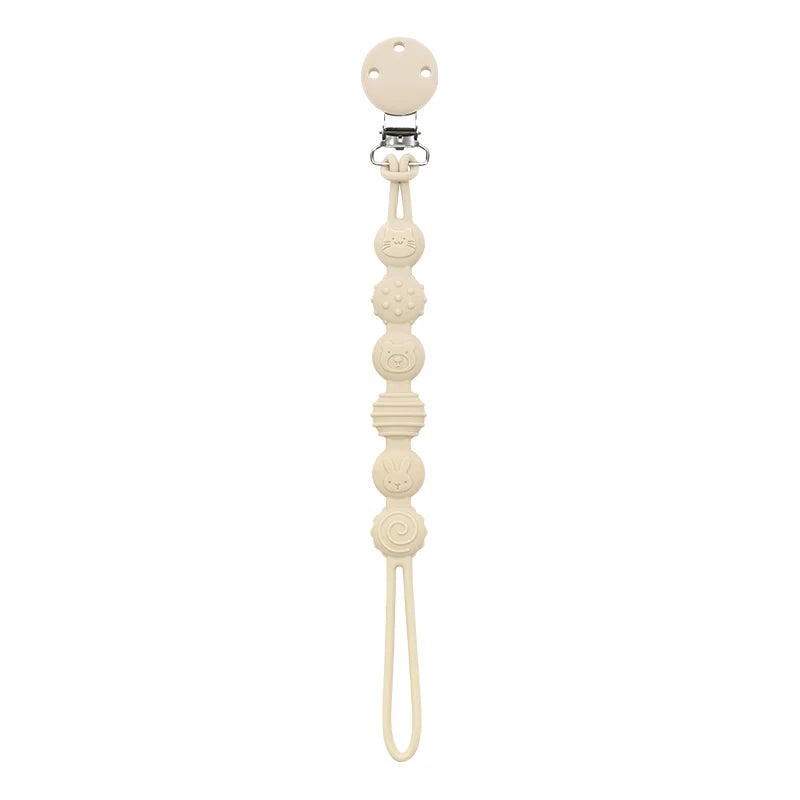 Attache-Tétine Bébé en Silicone à Motifs Animaux