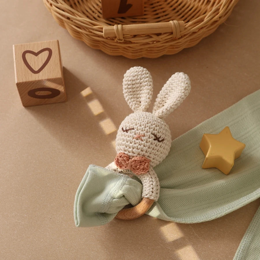 Hochet bébé Animaux en Crochet et Bois