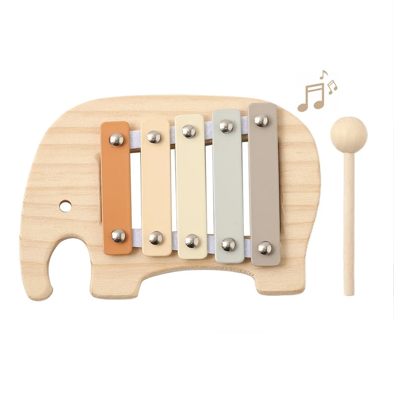 Xylophone bébé Petit éléphant en bois, jouet éducatif pour éveiller les sens des tout-petits. Parfait pour jouer !