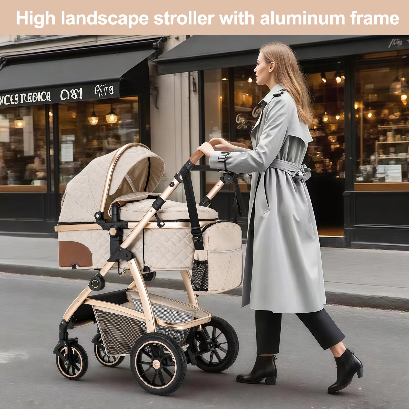 Poussette Bébé 3-en-1 Modulable avec Nacelle et Siège-Auto