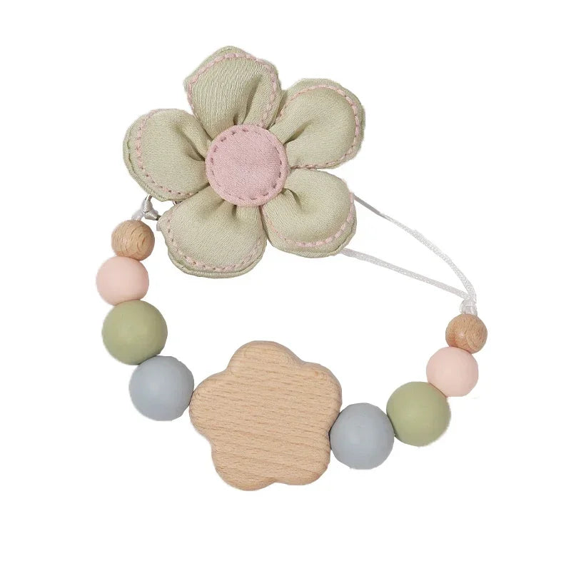 Attache tétine Personnalisé Petite Fleur Vert Sauge - Attache Tétine