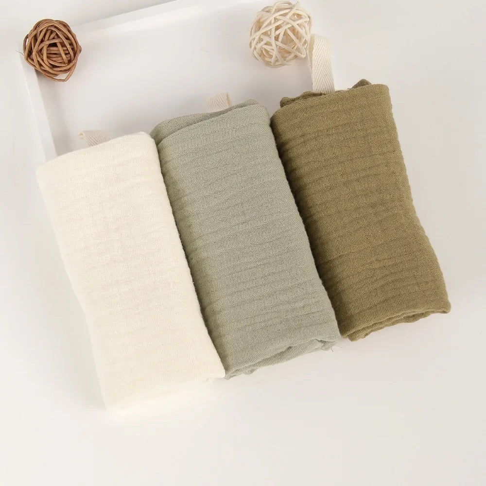 Linges de Toilette Bébé en Gaze de Coton — Lot de 3 ou 5