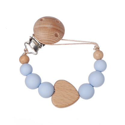 Attache Tétine Perles Petit Coeur Bleu Ciel - Attache Tétine