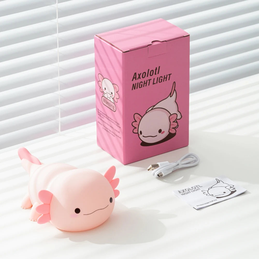 Veilleuse Bébé Axolotl en Silicone Rechargeable