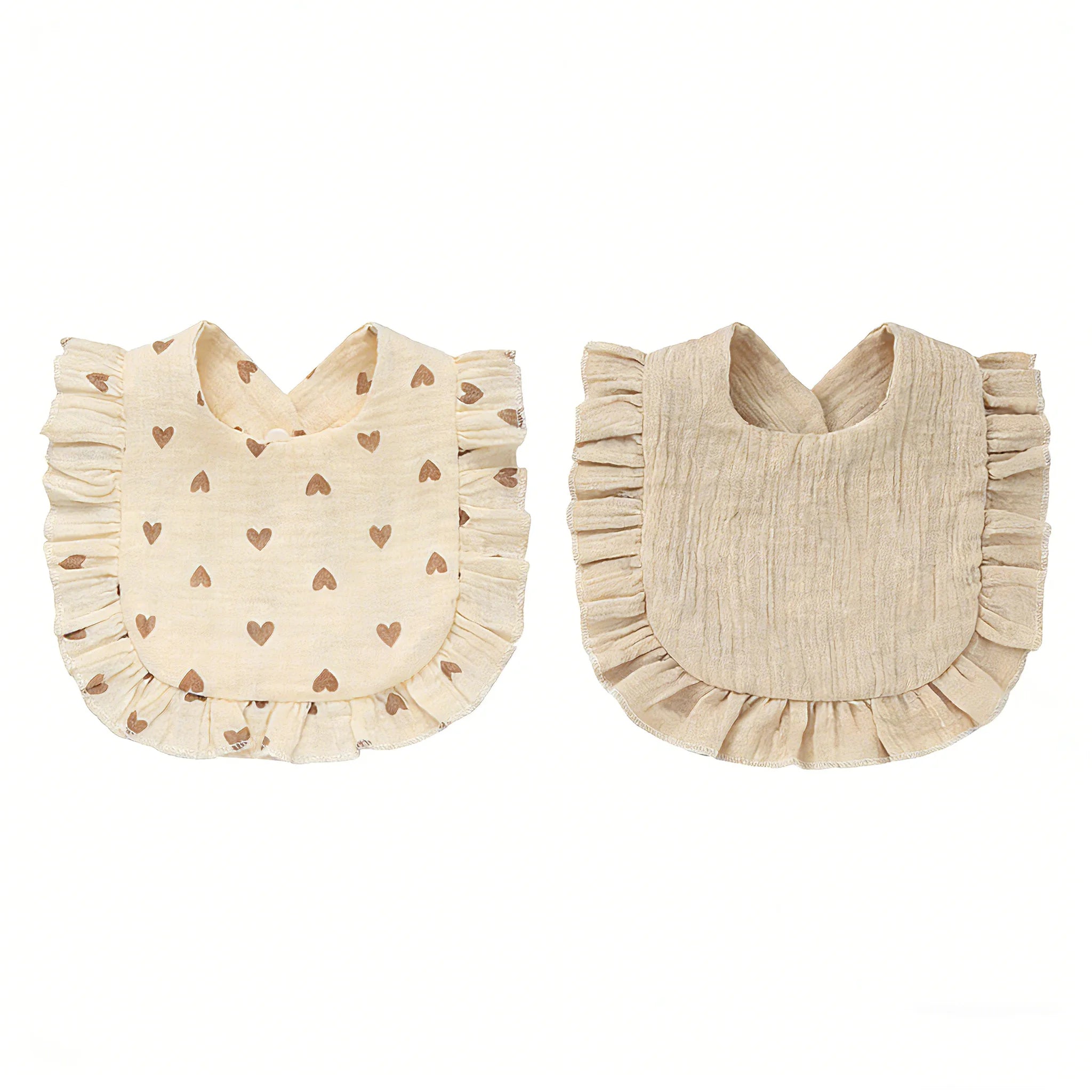Lot de 2 Bavoirs Bébé en Gaze de Coton à Volants