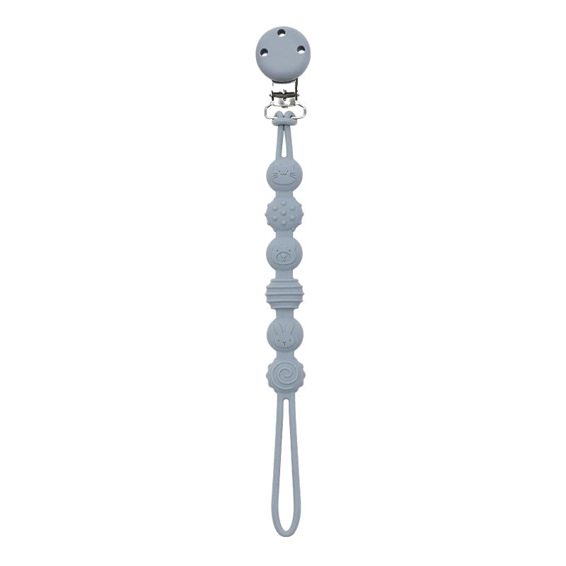 Attache-Tétine Bébé en Silicone à Motifs Animaux