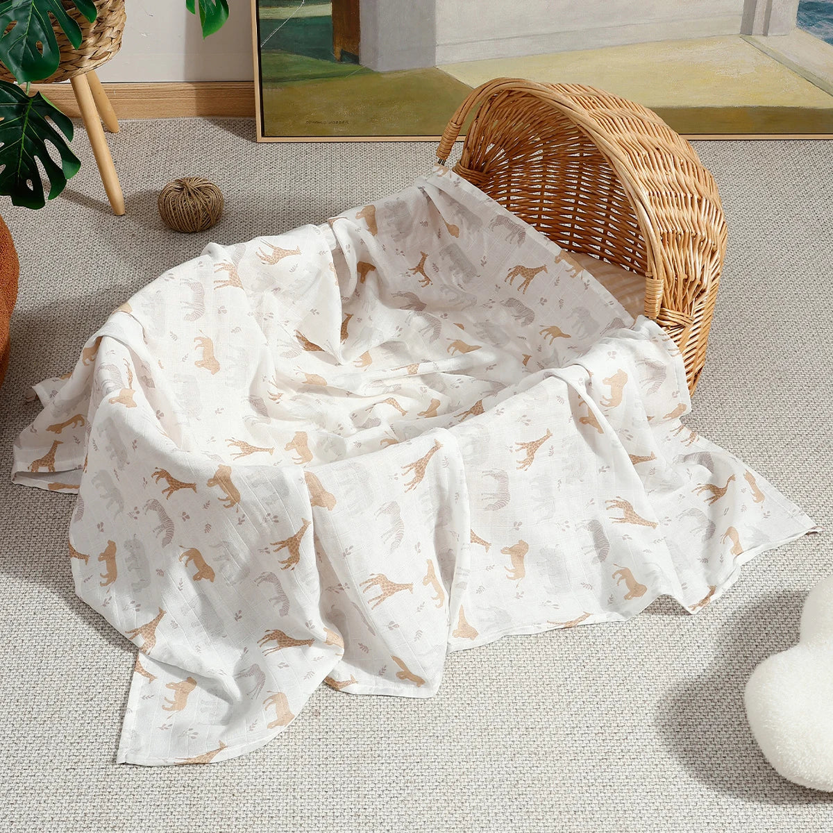 Couverture d’Emmaillotage Bébé en Mousseline Bambou et Coton