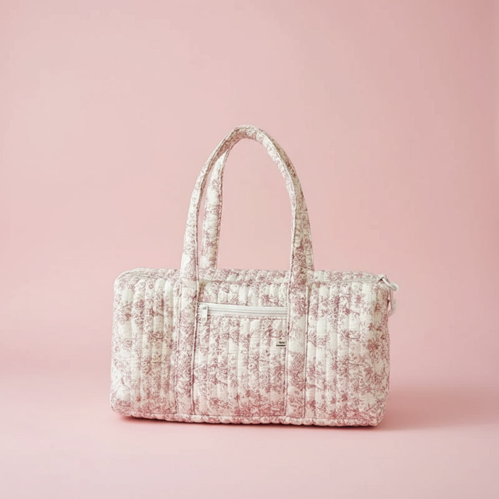 Sac Maternité pour Maman Fleurs Roses Beige - SAC A LANGER