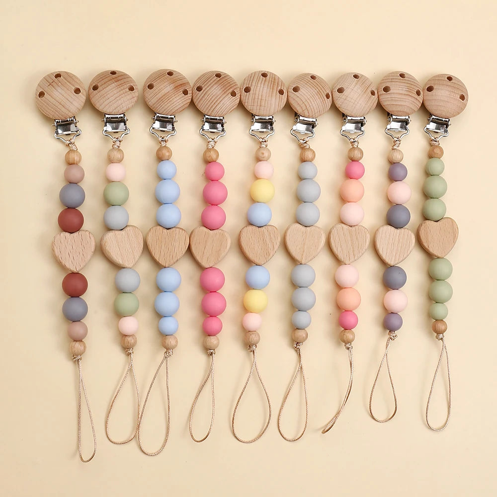 Attache Tétine Perles Petit Coeur - Attache Tétine