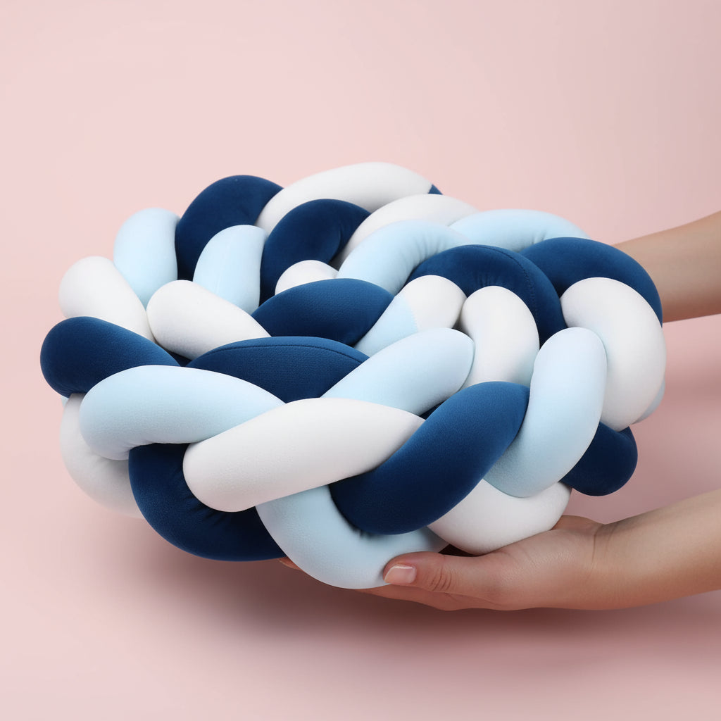 Tresse de lit Bébé - Bleu Marine - Bleu Ciel - Blanc / 1 mètre - Tresse de Lit