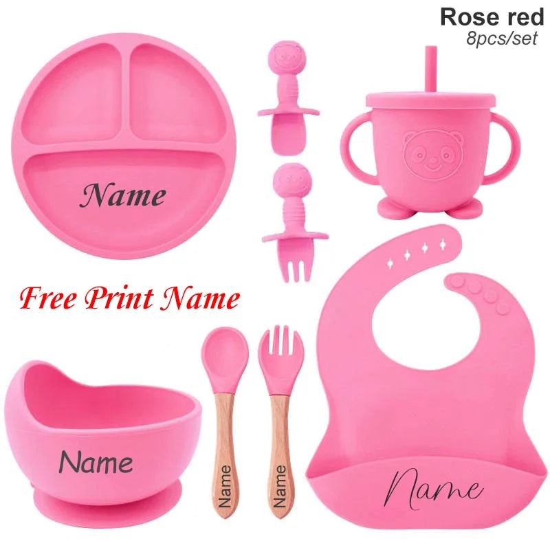 Coffret Repas Bébé Personnalisé en Silicone – 8 Pièces
