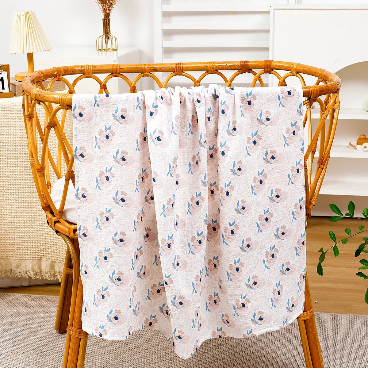 Lange bébé en mousseline de coton motif petits lapins