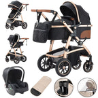 Poussette Bébé 3-en-1 Modulable avec Nacelle et Siège-Auto