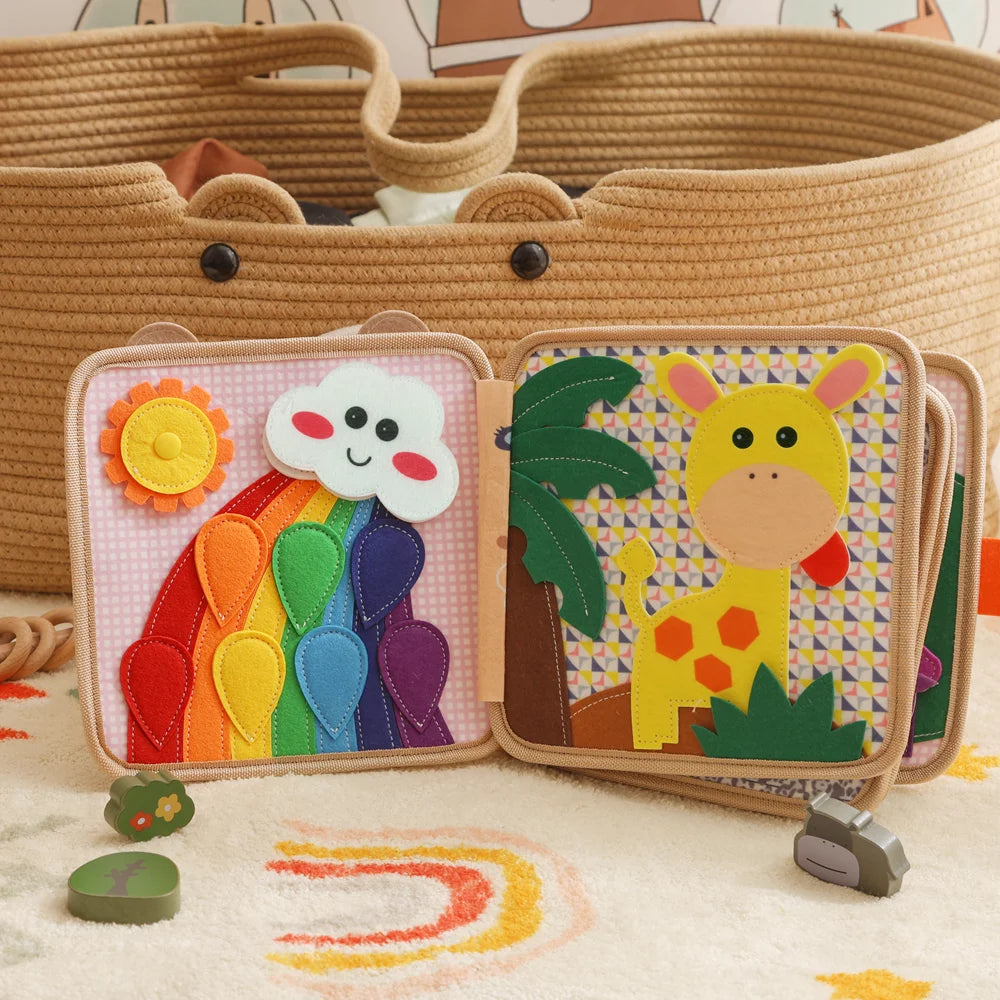 Livre Sensoriel Bébé en Tissu – Girafe