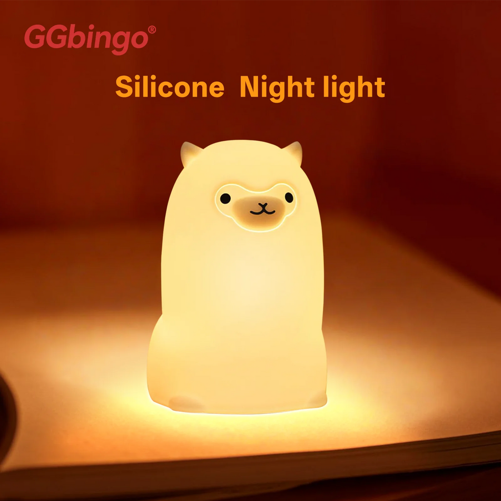Veilleuse Bébé Alpaga en Silicone à Lumière Multicolore