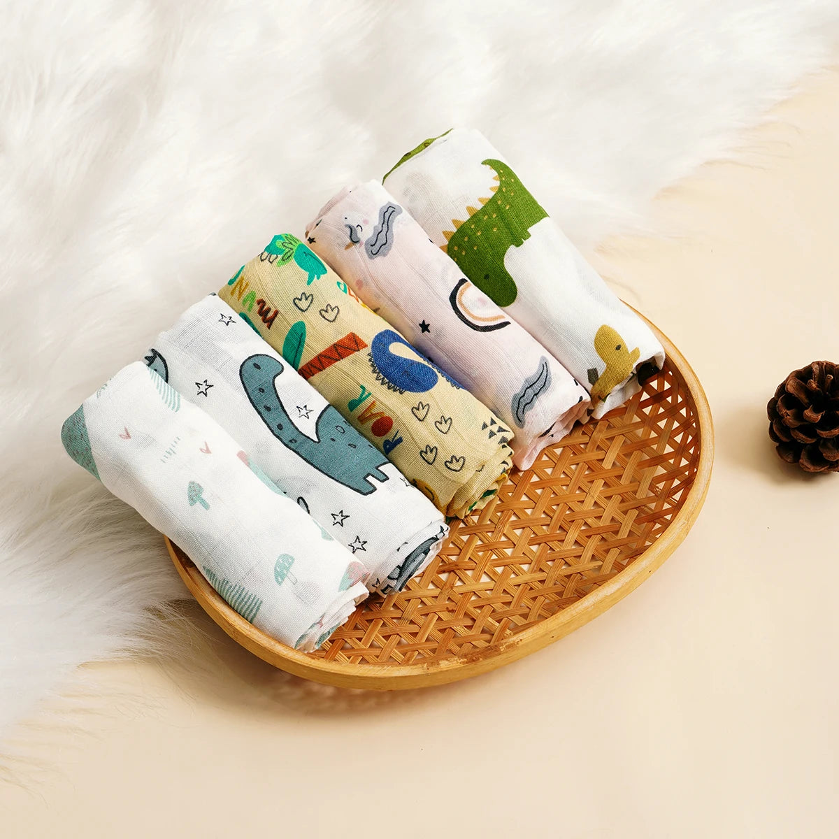 Langes Bébé en Mousseline Coton et Bambou – Lot de 5