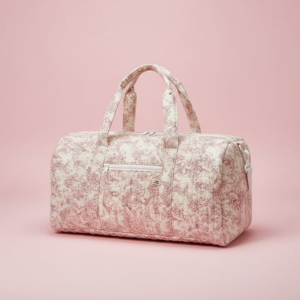 Sac Maternité pour Maman Fleurs Roses Beige - SAC A LANGER