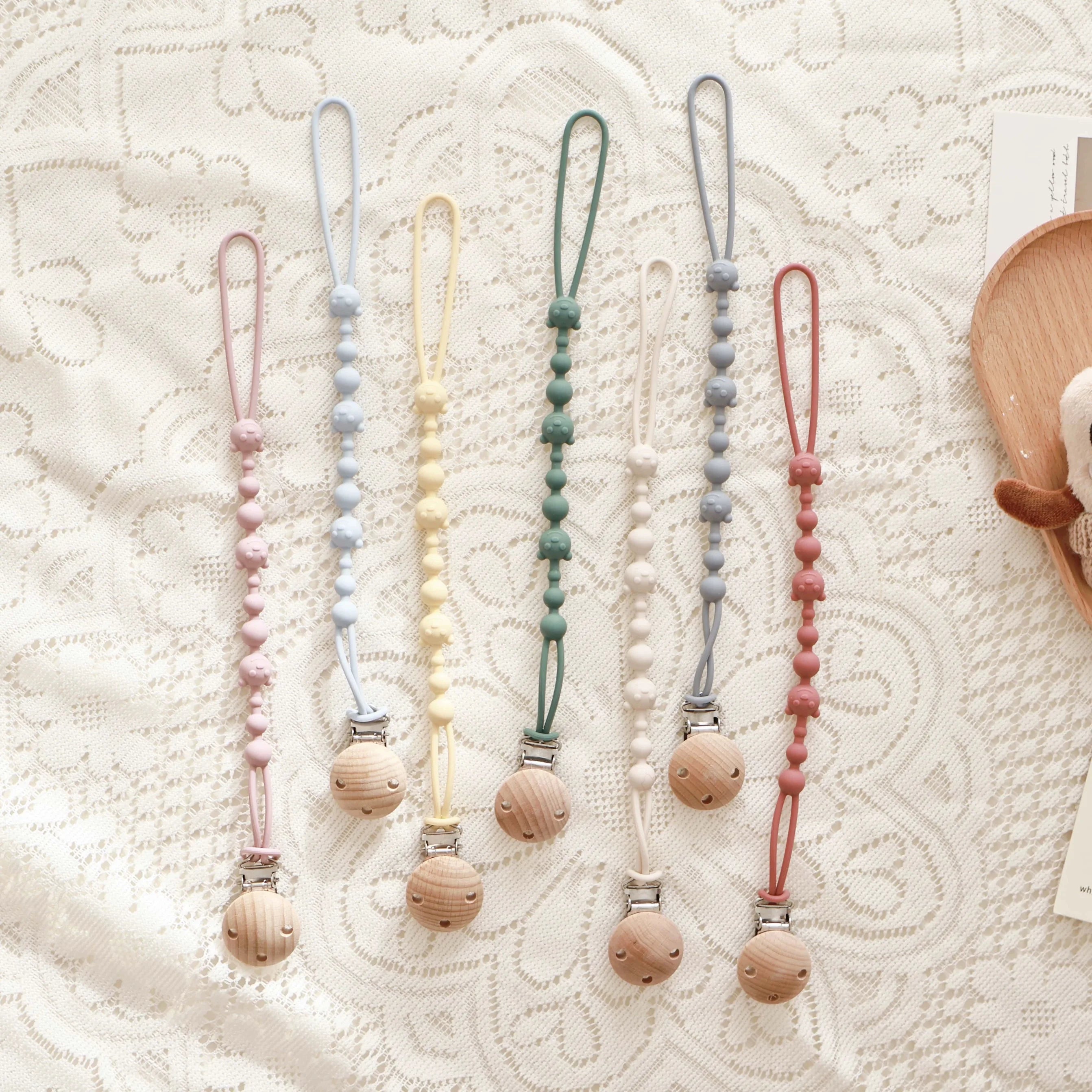 Attache tétine Silicone et Bois - Attache Tétine