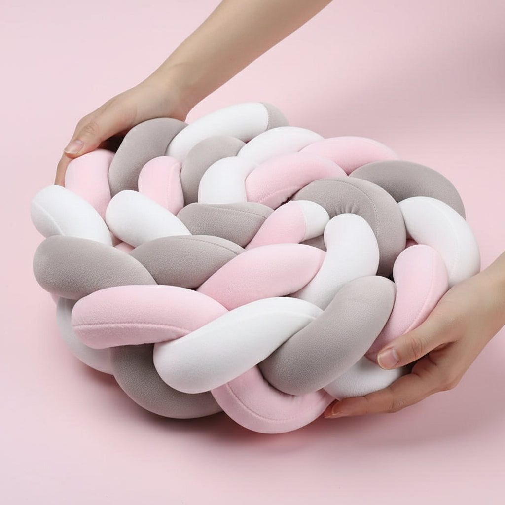 Tresse de lit Bébé - Rose - Gris -Blanc / 1 mètre - Tresse de Lit