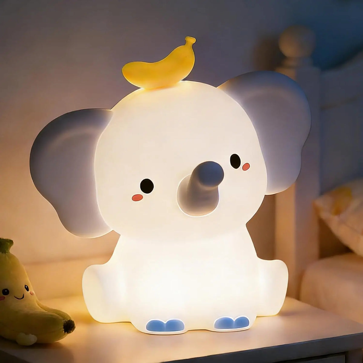 Veilleuse Bébé Éléphant en Silicone Rechargeable