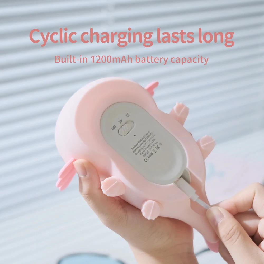 Veilleuse Bébé Axolotl en Silicone Rechargeable