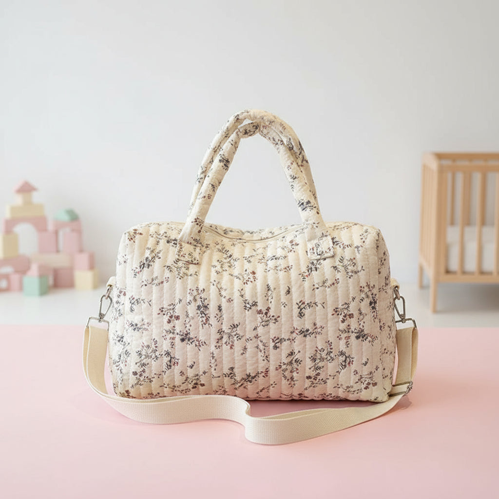Sac à langer Beige Petites Fleurs - SAC A LANGER