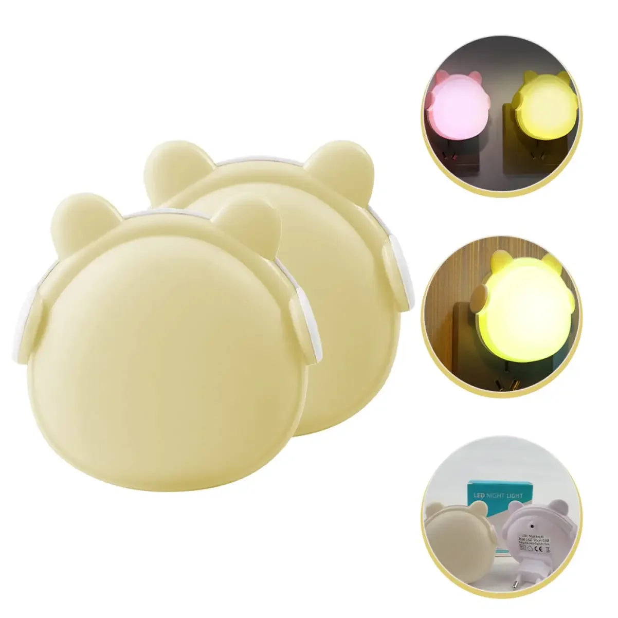 Veilleuses Bébé Ours à Capteur Crépusculaire – Lot de 2