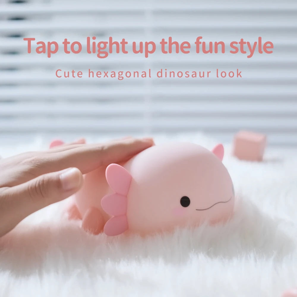 Veilleuse Bébé Axolotl en Silicone Rechargeable