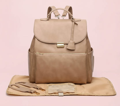 Sac à Dos Pour Bébé en Cuir Vanity Camel - SAC A LANGER