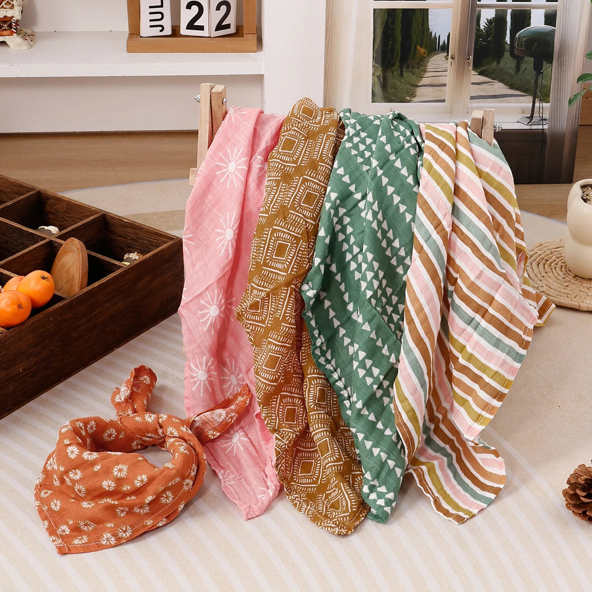 Langes Bébé en Mousseline de Coton — Lot de 5