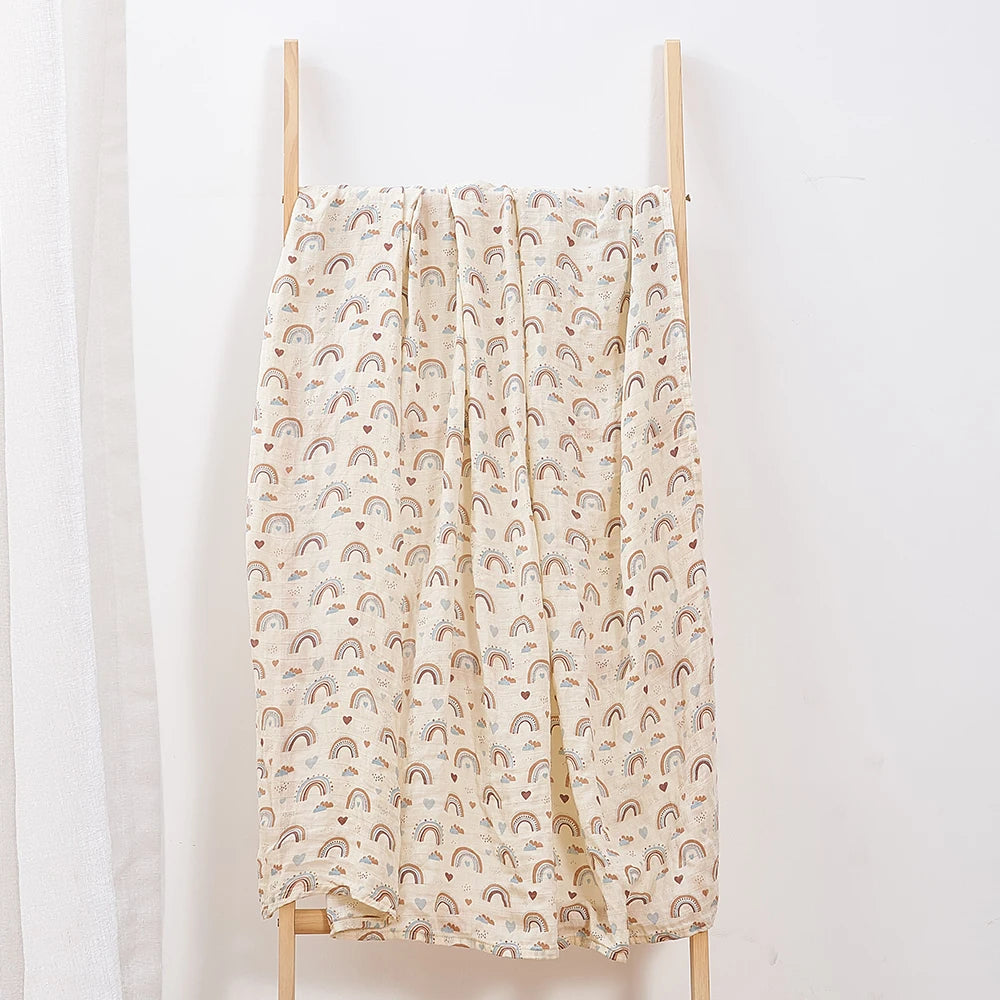 Couverture d’Emmaillotage Bébé en Mousseline Bambou et Coton