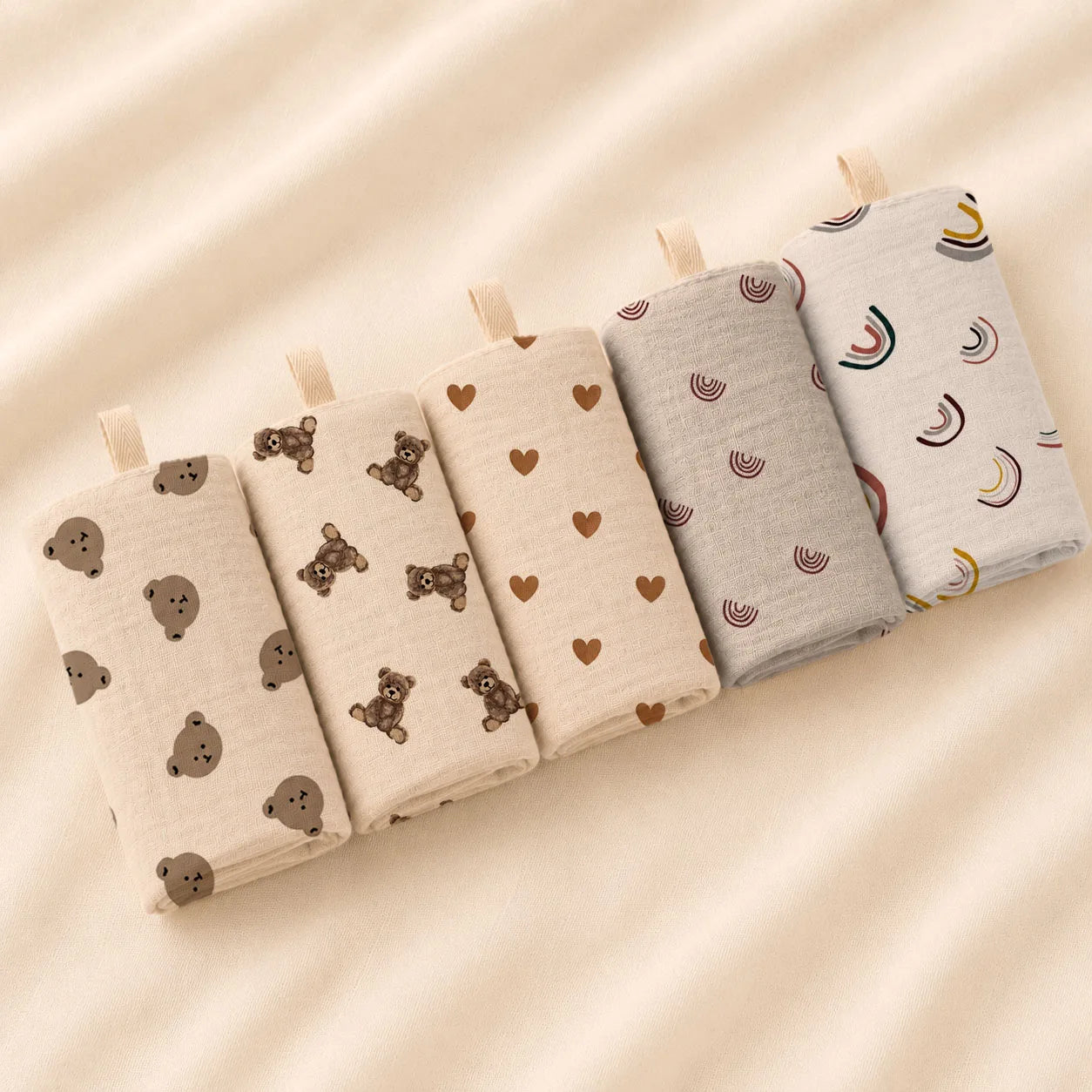 Carrés de Toilette Bébé en Double Gaze – Lot de 5