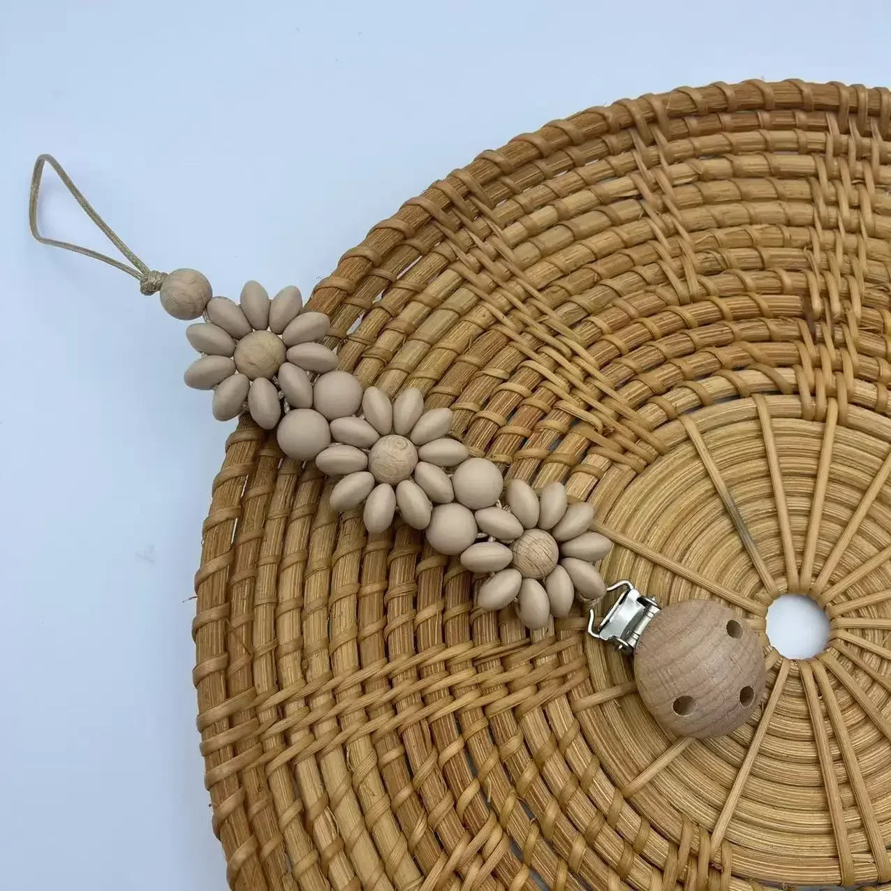 Attache Tétine Petite Fleur Marguerite - Beige Clair - Attache Tétine