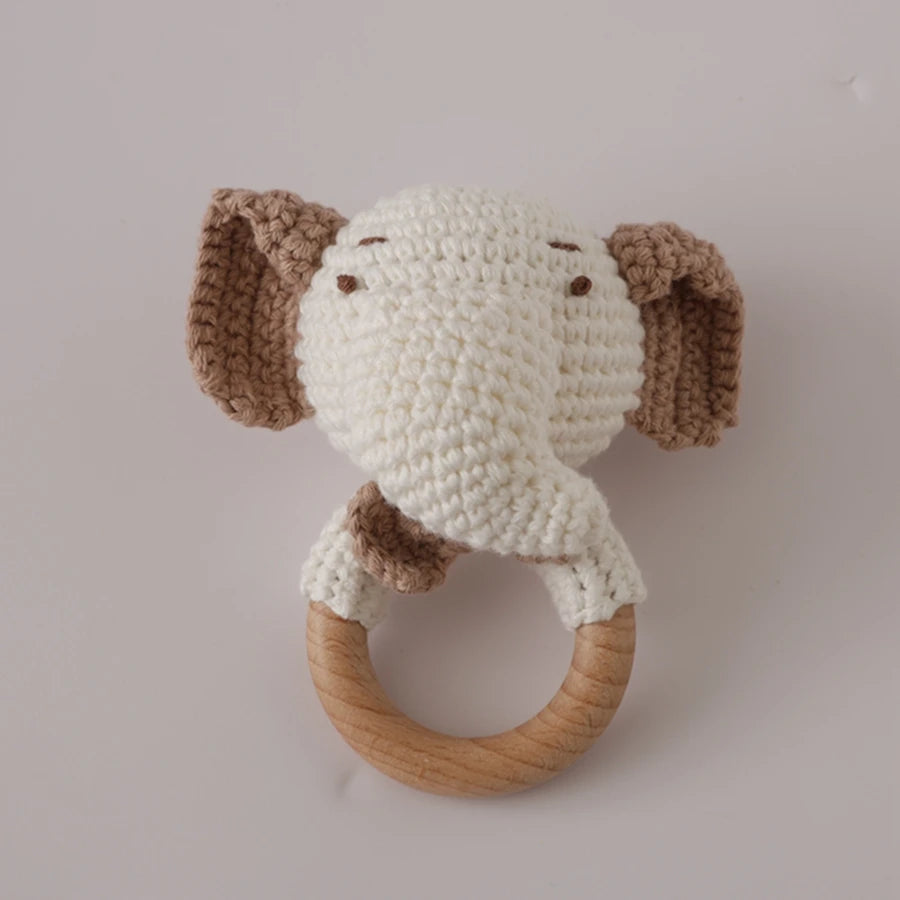 Hochet bébé Animaux en Crochet et Bois