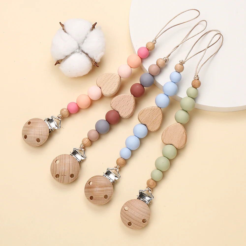 Attache Tétine Perles Petit Coeur - Attache Tétine