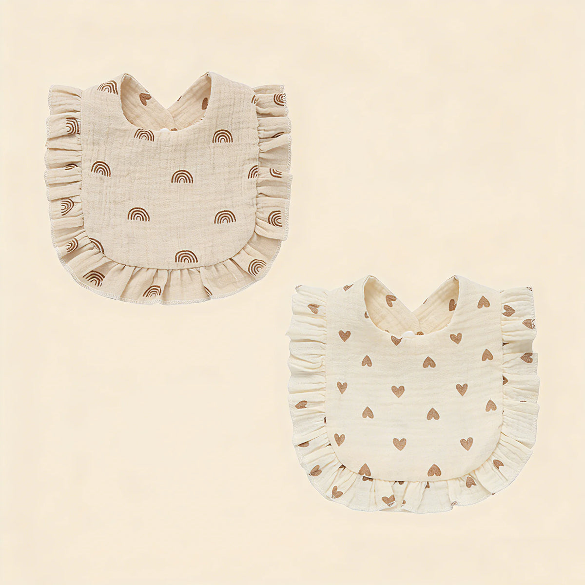 Lot de 2 Bavoirs Bébé en Gaze de Coton à Volants