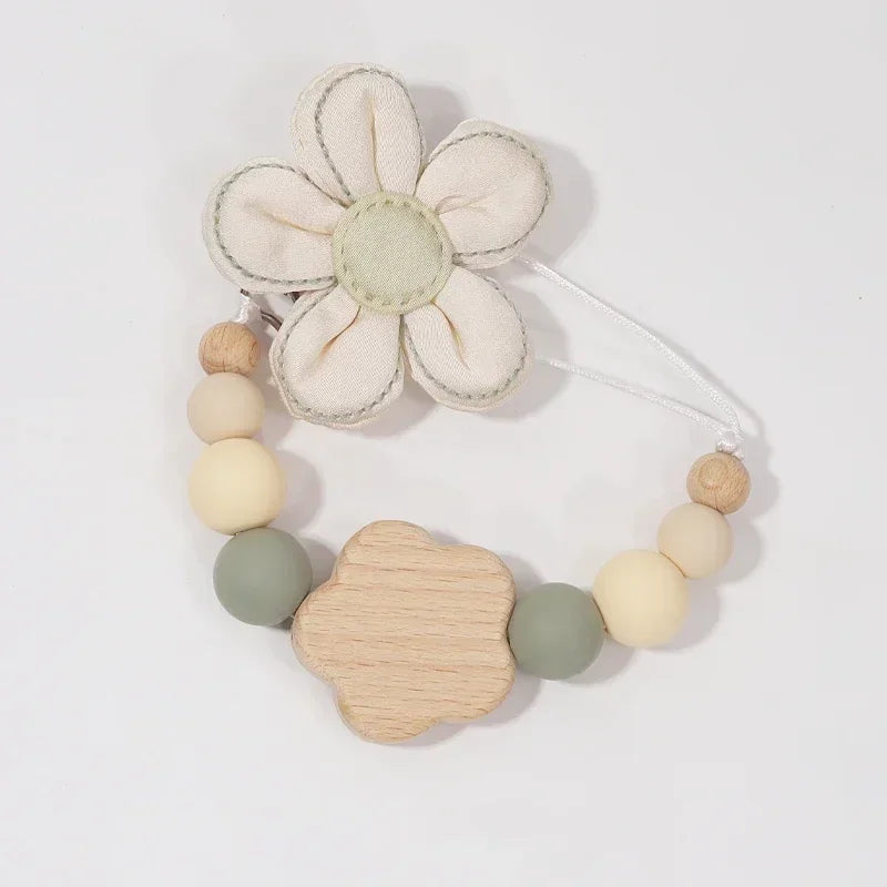 Attache tétine Personnalisé Petite Fleur Beige - Attache Tétine