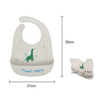 Bavoir Bébé en Silicone Souple à Motifs avec Poche