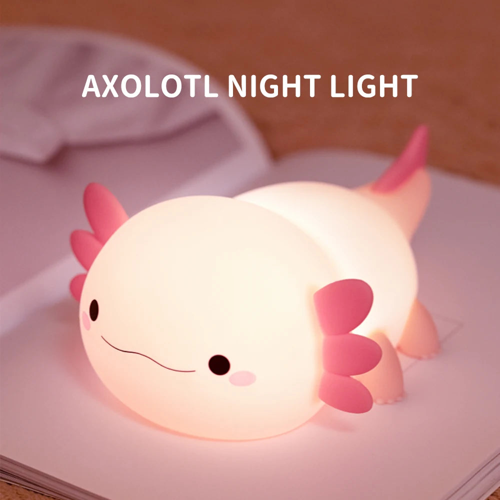 Veilleuse Bébé Axolotl en Silicone Rechargeable