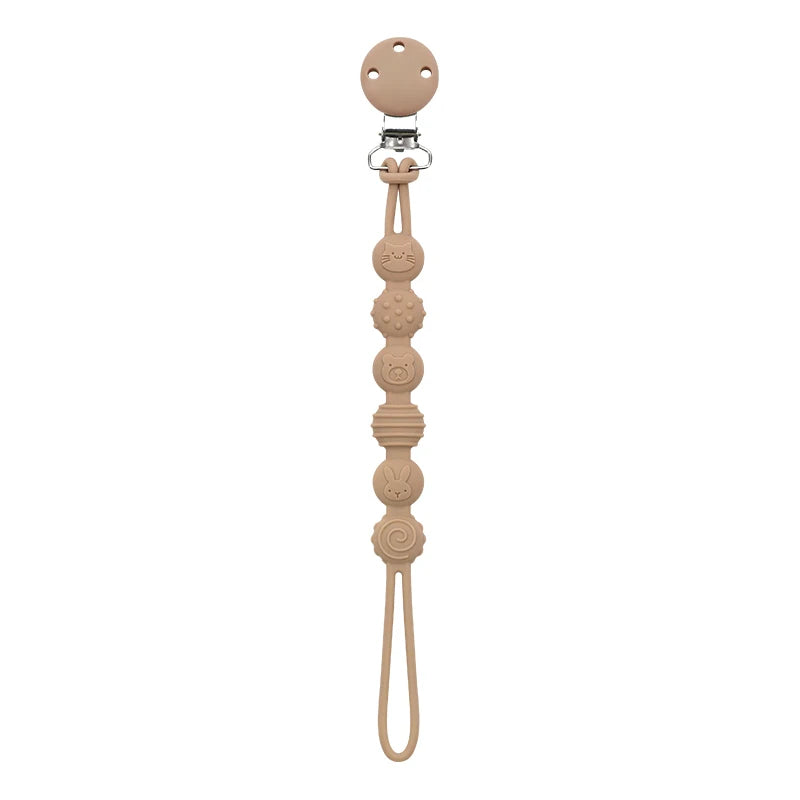 Attache-Tétine Bébé en Silicone à Motifs Animaux