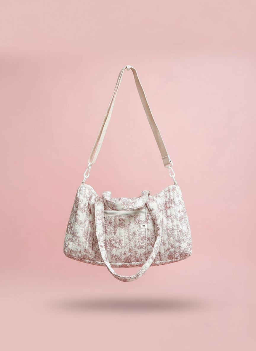 Sac Maternité pour Maman Fleurs Roses Beige - SAC A LANGER